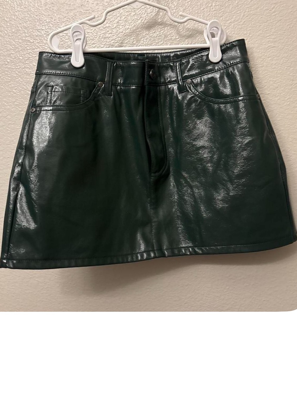 AFRM Dark Green Faux Leather Mini Skirt